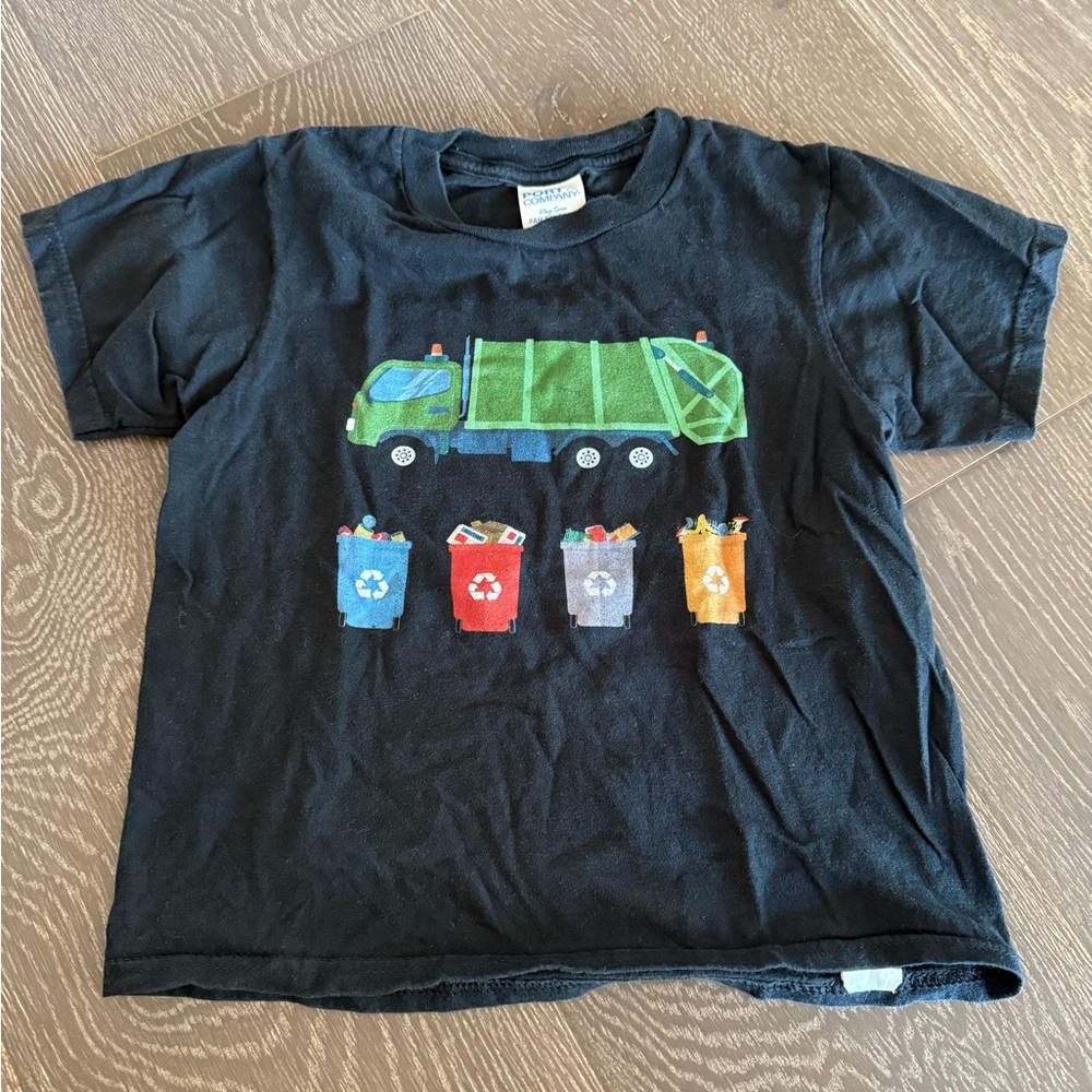 Cat & Jack Black Tee with Green Garbage Truck